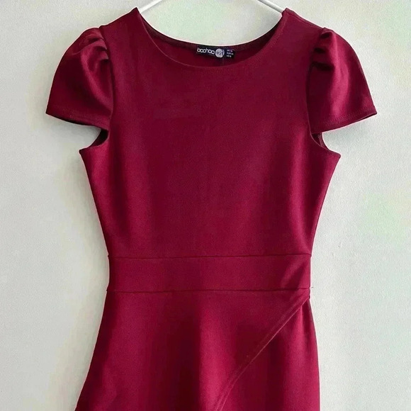 boohoo Night Laura Wrap Skirt Bodycon Dress, Berry, Size 6 - Picture 5 of 16